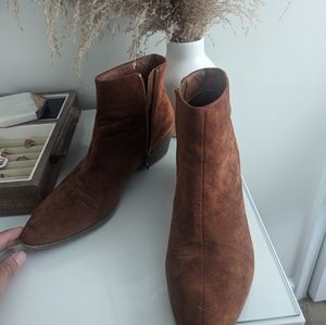Brown suede booties